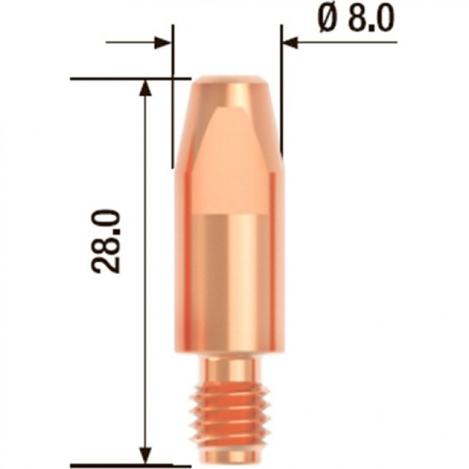 Контактный наконечник FUBAG M6х28 мм ECU D=0.6 мм FB.CTM6.28-06