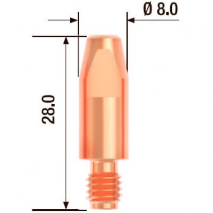 Контактный наконечник FUBAG M6х28 мм ECU D=0.8 мм FB.CTM6.28-08