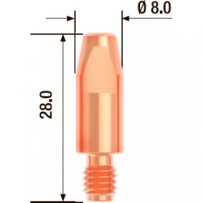 Контактный наконечник FUBAG M6х28 мм ECU D=1.4 мм. (10 шт.) FB.CTM6.28-14