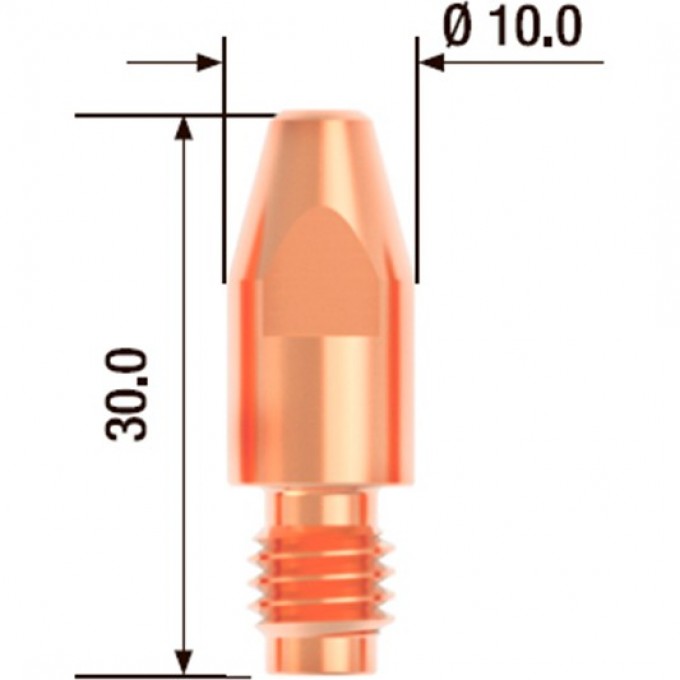 Контактный наконечник FUBAG M8х30 мм ECU D=0.9 мм FB.CTM8.30-09