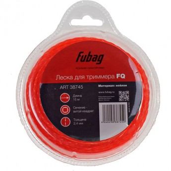 Триммерная леска FUBAG витой квадрат L 15 м * 2.4 мм